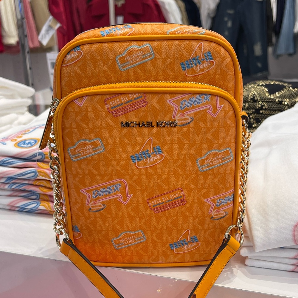 MICHAEL KORS Jet Set Md Printed Signature Logo Crossbody NS CHAIN XBODY Flight - Picture 5 of 16